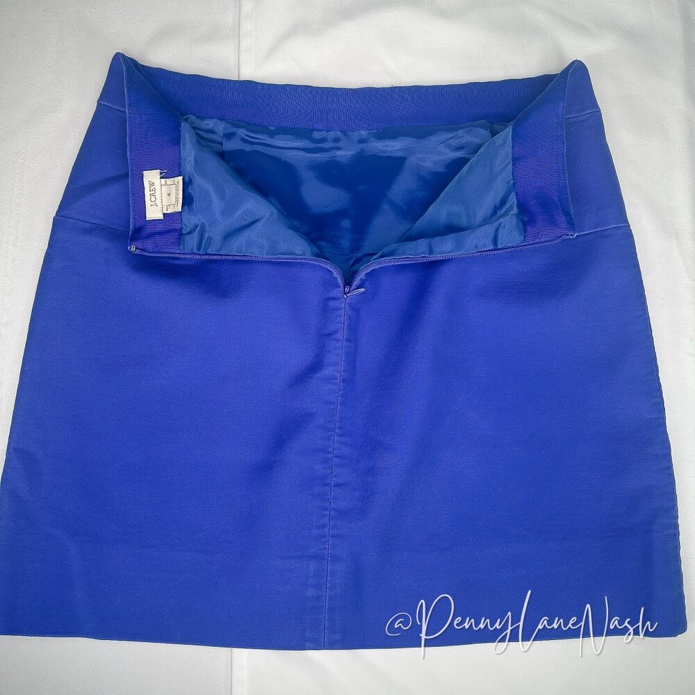 J.Crew Double Serge Cotton A Line Mini Skirt Size 4 Brilliant Blue - Picture 8 of 10